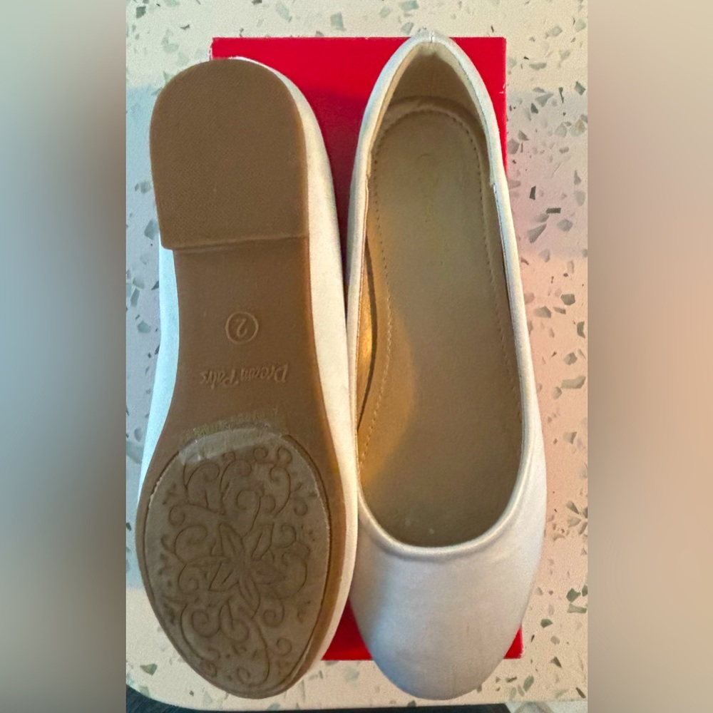 Girls white satin dream pair flats